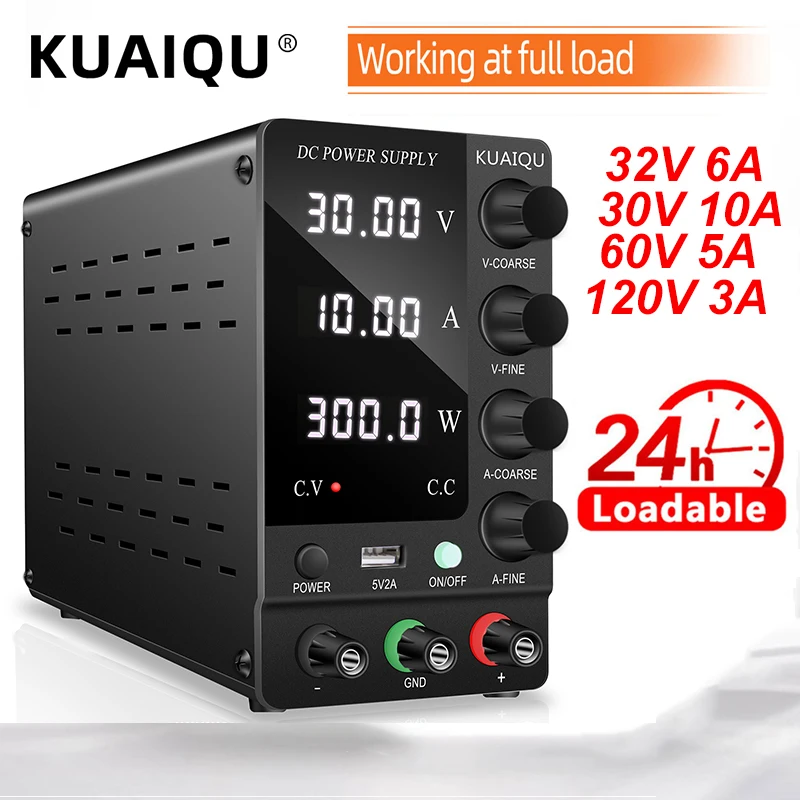 KUAIQU DC Labornetzteil 30 V 60 V 120 V Einstellbarer Spannungsregler Tischschaltnetzteil Voreingestellter Strom EIN/AUS Image