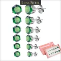 Luxus Stahl 6 Paar 3-8mm grün Zirkon Kristall Ohr stecker Set für Frauen Männer runde Blume bunte