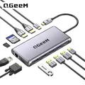 QGeeM USB C Docking Station 12 in 1 USB C Hub Laptop Docking Station Dual Monitor triple Display