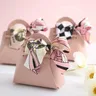 10 pezzi distribuiscono sacchetti regalo in pelle rosa borsa bomboniera per gli ospiti Mini borsa