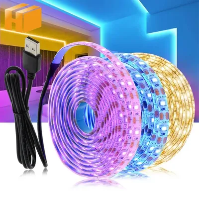 5m USB LED-Streifen Lichter für Smart-TV-Hintergrund beleuchtung Nachtlicht Wohnzimmer Gaming Wand Image