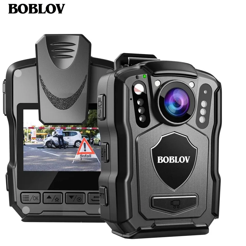 BOBLOV M5 Mini-Kamera, 4200 mAh Akku, 15 Stunden Aufnahme, Polizeikörperkamera, HD 1440P, 170 ° Winkelsicherheits-Kleiner Camcorder 128G Image