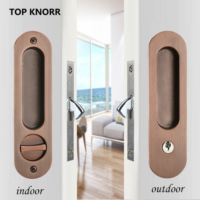 TOPKNORR Schiebetürschloss, unsichtbares Schiebetürschloss für den Innenbereich, Küche, Falttür, Einzelhaken mit Schlüssel, Schiebetür-Hakenschloss