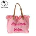 Borsa donna borsa Design semplice nicchia viaggio spiaggia Tote Bag nappa lettera ricamo moda borse a tracolla di grande capacità 2022