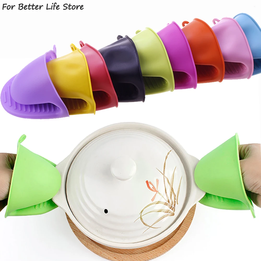 1 Stück weiche Silikon hitzebeständige Anti-Verbrühungs-Handschuhe Pinch Grips dicke Ofenhandschuhe Küche Cookin Werkzeug Handclip Image