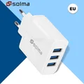 Caricatore da viaggio USB standard UE a 3 porte Carica da parete a LED per iPhone 13 12 Adattatore