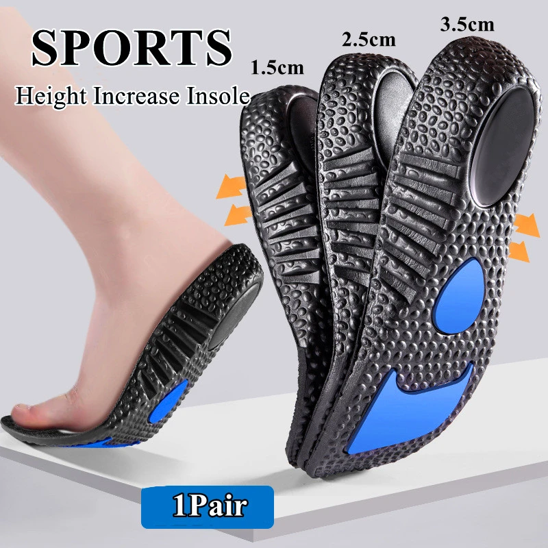 NEUE Höhe Erhöhung Vorlagen Sport Stoßdämpfung Einlegesohlen für Füße Deodorant Orthopädische Einlegesohle für Schuhe Männer Frauen Schuhsohle Image