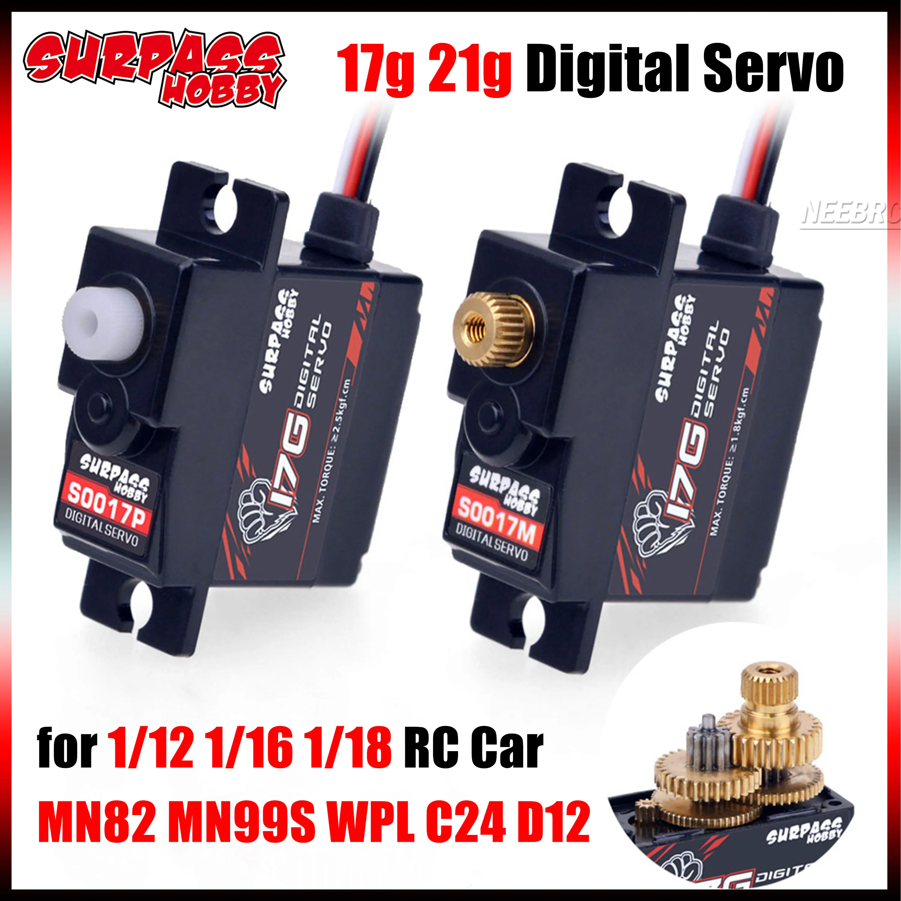 ÜBERTREFFEN HOBBY 17g 21g Digital Servo Metall Getriebe Motor für 1/12 1/16 1/18 RC Auto MN82 MN99S WPL C24 D12 Wltoys Flugzeug Roboter Boot