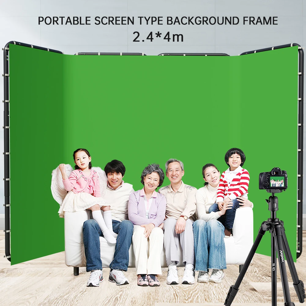 2,4x4m Hintergrund rahmen Green Screen Wand faltbar für Tiktok Live Photo Studio Kit Chroma key Green Screen Rahmen Image