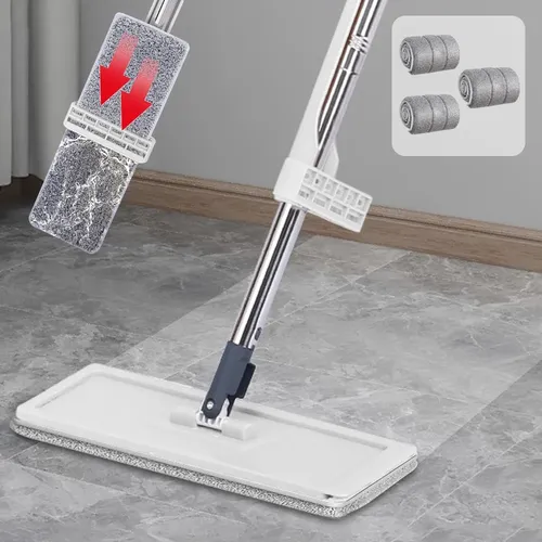 Neue freihändige flache Mopp Mikro faser Boden Squeeze Mop mit 2 wasch baren Mop Pads drehen
