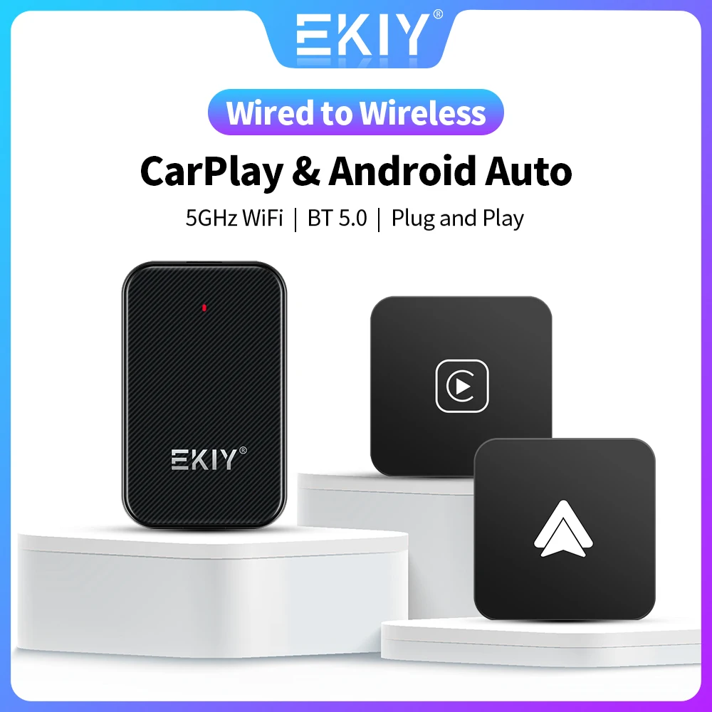EKIY verkabelt mit kabellosem Carplay für Toyota Mazda Nissan Camry Suzuki Subaru Citroen Audi Mercedes Kia Ford Opel IOS15 Spotify BT Image