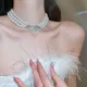 Mehr schicht ige Perlenkette für Frauen leichte Luxus Barock Stil Temperament eingelegte Strass