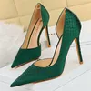 Frauen 7,5 cm 10,5 cm High Heels Elegante Pumps Dame Plus Größe Seide Satin Grün Silber Hochzeit Stiletto Low Heels Fetisch Party Schuhe
