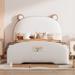 Upholstered Twin Size Platform Bed with Bear-Shaped Headboard, Footboard, Storage Bag, 2 Colors