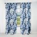 Designart "Blue And White Peonies Damask Flowers IV" Floral Blackout Blue, White Curtain 1 Panel