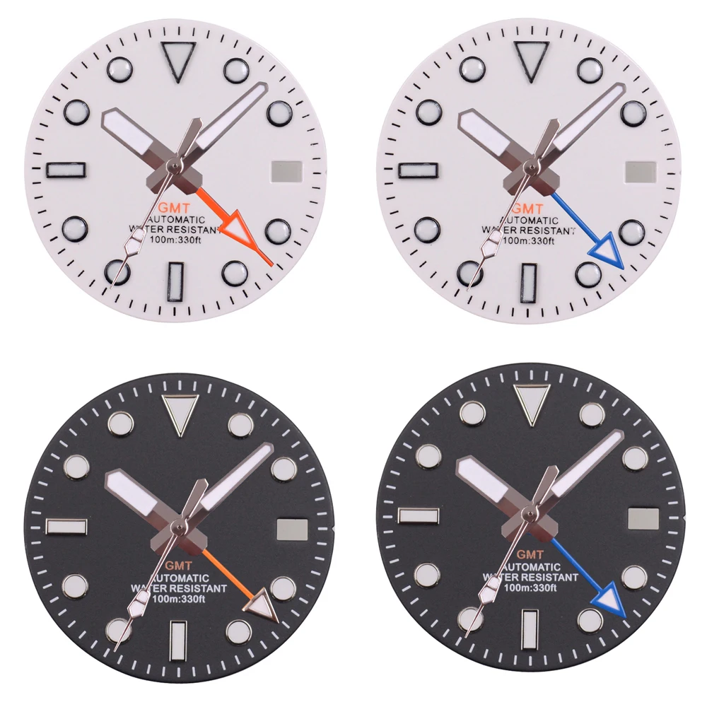29mm sterile Zifferblatt Uhr nh34 gmt Zeiger passen nh34a Uhrwerk Teile grün leuchtend Image