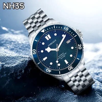 Corgeut Diver Herrenuhr NH35Automatic Mechanical Wrist Green Watch Men 41mm Saphirglas Date Luminous 10BARS Ceramic reloj