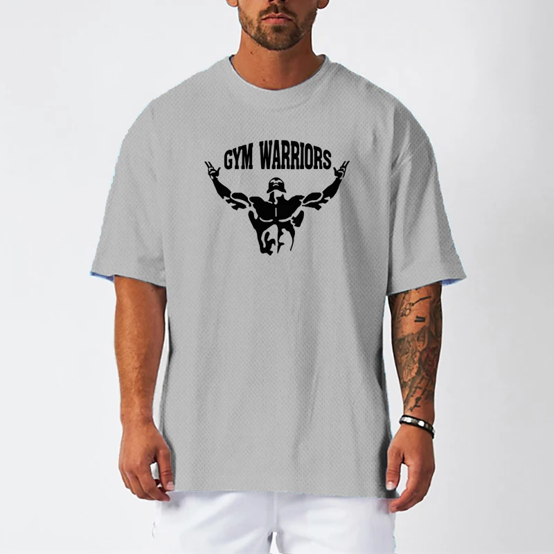 Herrenmode Kurzarm T-Shirt Hip-Hop Overs ize lose Fitness T-Shirt Tops Sommer Mesh schnell trocknen lässig Fitness studio Bodybuilding-Shirt Image