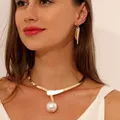 Neue übertriebene Metall kragen elegante und edle Perlenkette für Frauen koreanische Mode Halsketten