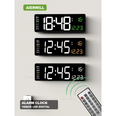 16 zoll Digitale Wanduhr Große LED Wecker Fernbedienung Datum Woche Temperatur Uhr Dual Alarme LED Display Uhr