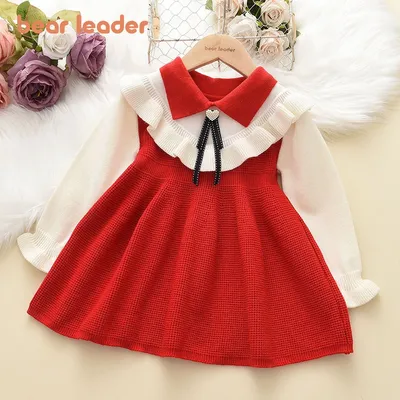 Bär Führer Herbst Winter Mädchen Kleid Mädchen 2-6 Y Kinder Prinzessin Party Pullover Gestrickte Image