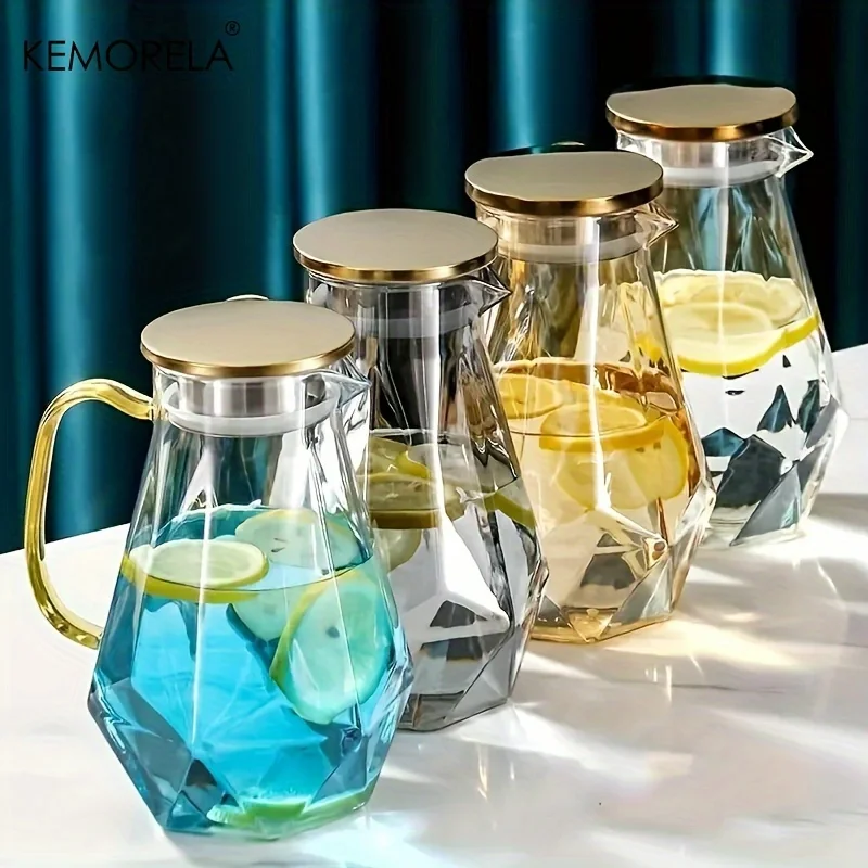 1 pz set teiera in vetro con struttura a diamante bollitore per acqua calda fredda brocca per acqua caffettiera trasparente caraffa per acqua domestica brocca in vetro