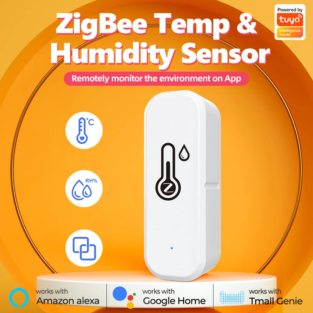 Tuya ZigBee WiFi Temperatur- und Feuchtigkeitssensor Smart Home Innenfeuchtigkeitssensor Funktioniert mit Alexa Google Smart Life APP Image
