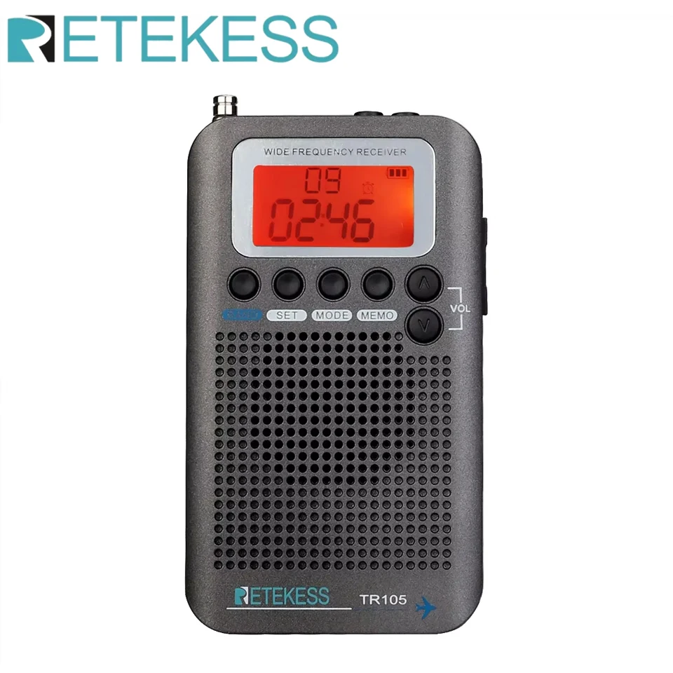 RETEKESS TR105 Vollband-tragbare Radios AM FM SW CB Air Vhf Wiederaufladbares Kurzwellen-Amateurfunk Stereo Multiband All Waves Radio Image
