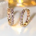 Elegante rosa Kristall Zirkon Creolen Ohrring einreihig kleine runde Stein Ohrringe für Frauen