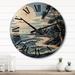 Designart "Beach Boat Elegance Papercut I" Beach Oversized Wood Wall Clock