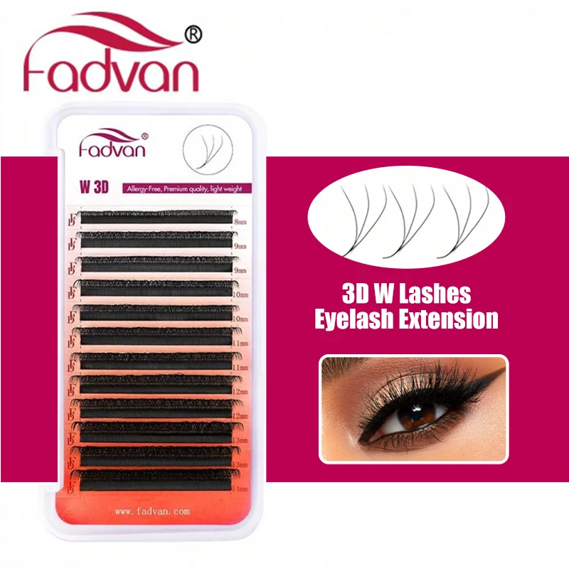 Fadvan Fan Lash 3D W Lashes 0,07 C/D CurvedPremade Extensions Natürliche weiche schwarze Wimpern Faux Mink Einzelwimpern Image