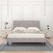 Light Beige Linen Upholstered Queen Size Platform Bed - 13 Bentwood Slats, 6.8" Clearance, Ideal for 10-12 Inch Mattresses