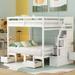 Nordic Creative Full over Full Size Bunk with Staircase the Down Bed can be Convertible to Seats and Table for Kids Teens Adults