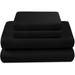 100 Percent Cotton Double Brushed Flannel Sheet Set - 170 GSM Heavyweight, Deep Pockets - Black Color