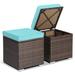 2 PCS Patio Ottoman Multipurpose Outdoor Footstool Storage Box