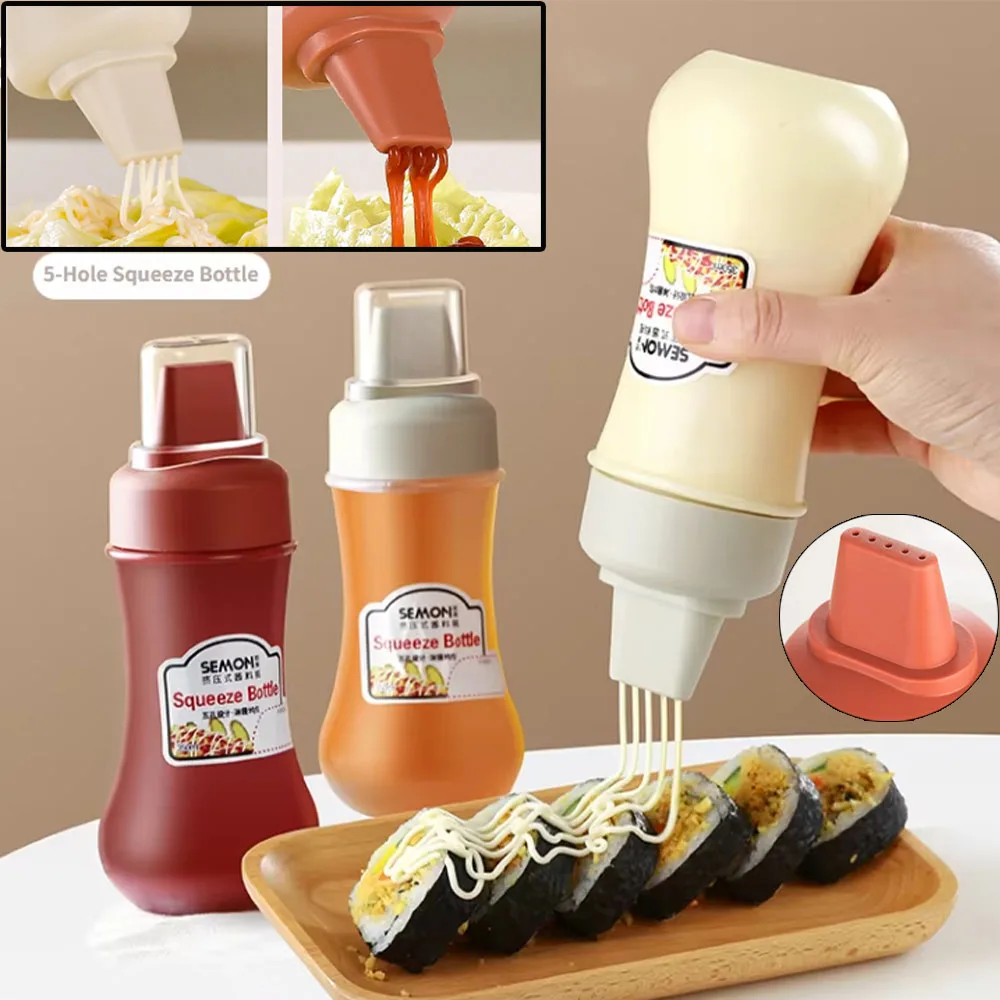 Bottiglia di salsa porosa da spremere 350ML Contenitore per condimenti per insalata al miele di pomodoro Dispenser per condimenti da cucina per salse per barbecue di ketchup Olio