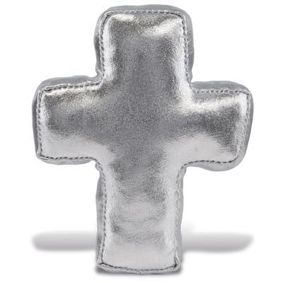 DolliBu Large Silver Cross Plush – Mini Cross Ornament - 4 inches