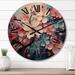 Designart "Apple Blossom Expressionist Burst IV" Floral Oversized Wood Wall Clock