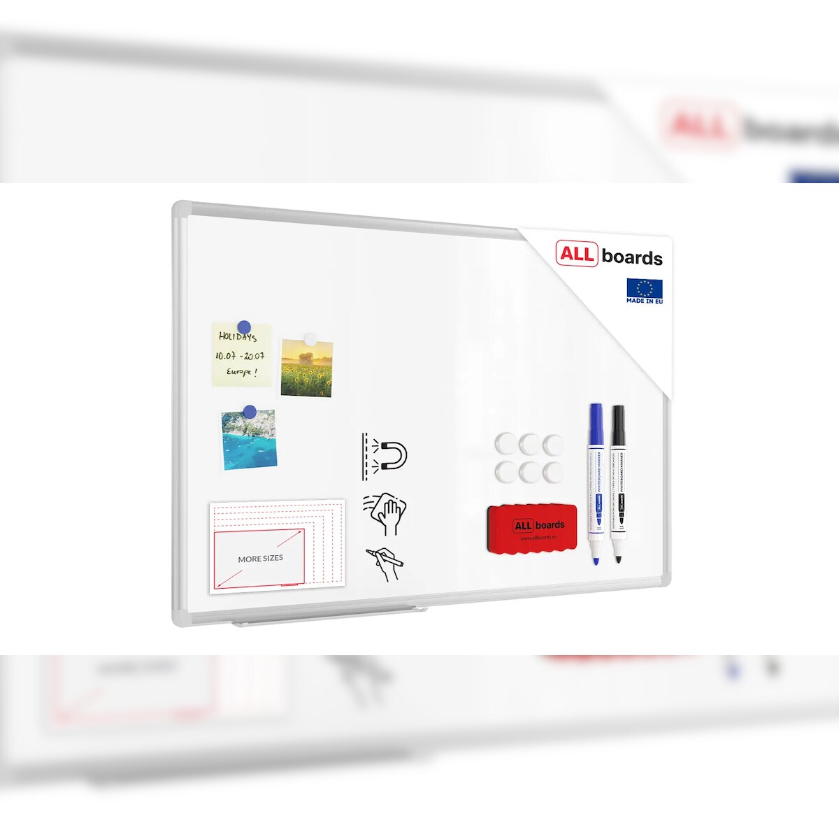 ALLboards Magnetisches Whiteboard 90x60cm – PREMIUM EXPO Alurahmen Image