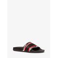 Michael Kors Gilmore Logo Tape and Printed Calf Hair Slide Sandal Red 10