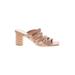 Intentionally ______ Heels: Slide Chunky Heel Casual Tan Solid Shoes - Women's Size 9 - Open Toe