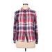 Olive and Oak Long Sleeve Button Down Shirt: Pink Plaid Tops - Women's Size X-Large
