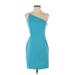 Jay Godfrey Casual Dress - Sheath One Shoulder Sleeveless: Blue Print Dresses - Women's Size 2