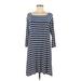 Max Studio Casual Dress - Shift Square 3/4 sleeves: Blue Print Dresses - Women's Size Large
