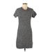 Theory Casual Dress - Mini Crew Neck Short sleeves: Gray Leopard Print Dresses - Women's Size Medium