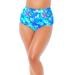 Plus Size Women's High Waist Hot Pant Brief by Swimsuits For All in Blue Watercolor Florals (Size 20)