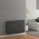 Oval Column Panel Radiators Anthracite Horizontal Double Radiator 600 x 1003mm Modern Central Heating Radiators - Meykoers