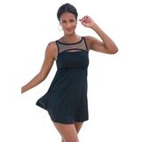 Plus Size Women's Embellished High-Neck Swimdress by Swim 365 in Black (Size 34)