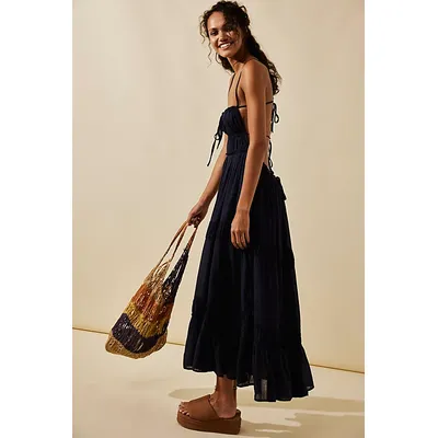 Taking Sides Maxi by free-est at Free People in Navy Blazer, Size: Large