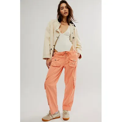 Tahiti Cargo Trousers at Free People in Grapefruit Seltzer, Size: Large